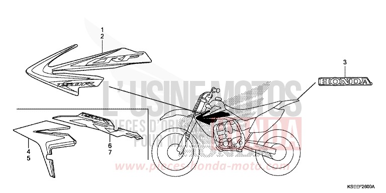 MARQUE/RAYURE de CRF150R "Grandes Roues" EXTREME RED (R292) 2014